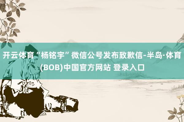 开云体育“杨铭宇”微信公号发布致歉信-半岛·体育(BOB)中国官方网站 登录入口